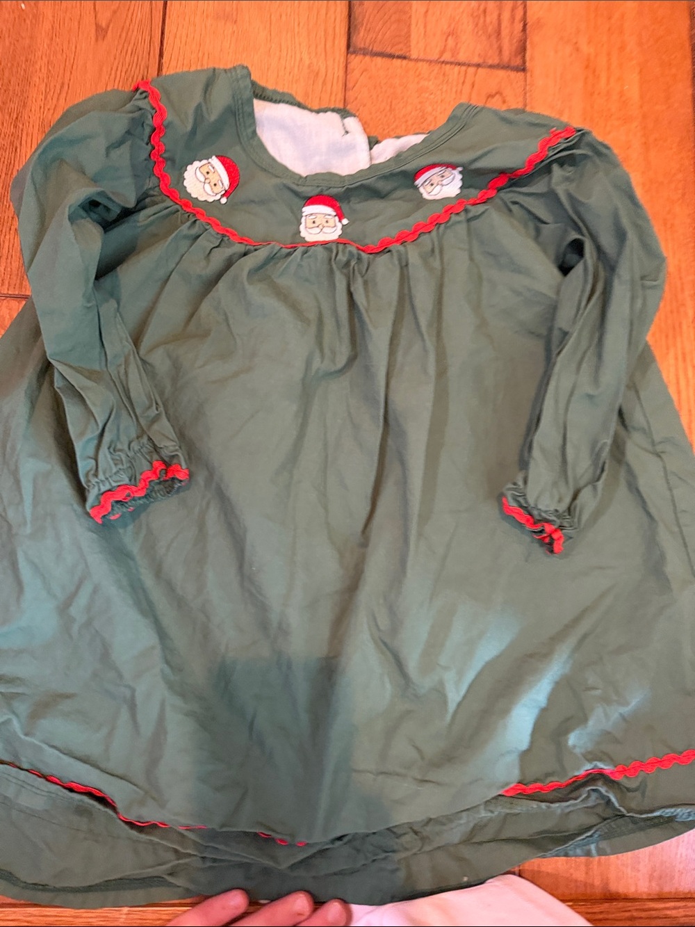 Green Holiday Dress with Santa Trim 4T